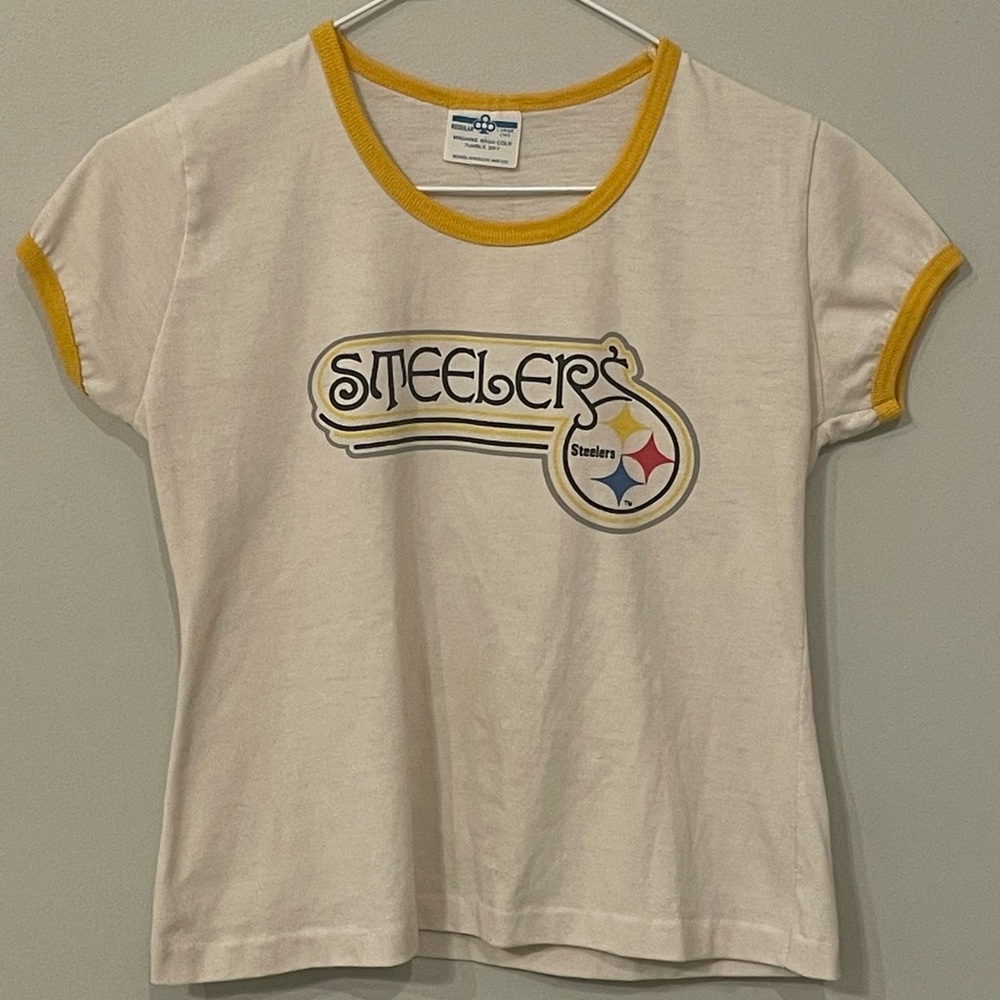 Kids White and Yellow Steelers Short Sleeve Tee